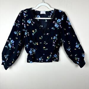 Savida Floral Crop Blouse Women L Empire Waist Cottagecore Fairy Grunge Festival